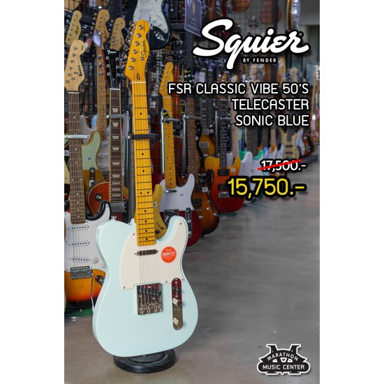 Squier FSR Classic Vibe 50's Tele คอขาว สีฟ้าอ่อนมิ้น Sonic Blue