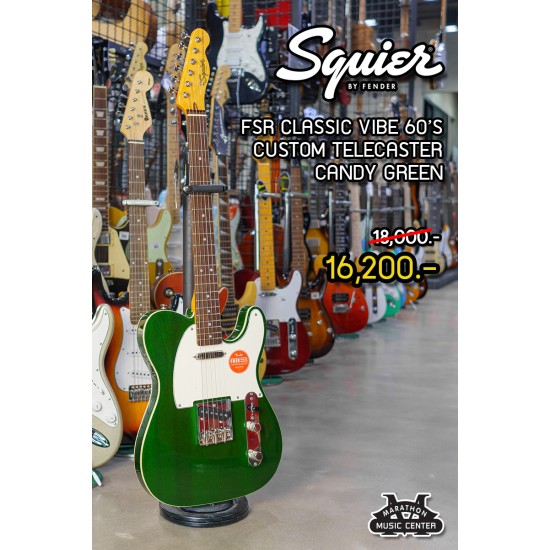 Squier FSR Classic Vibe 60's Tele คอดำ สีเขียว Candy Green